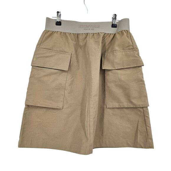 Fear of God Essentials Cargo Skirt Brown Tan Elastic Waist Mini Pockets Size S - Picture 1 of 5